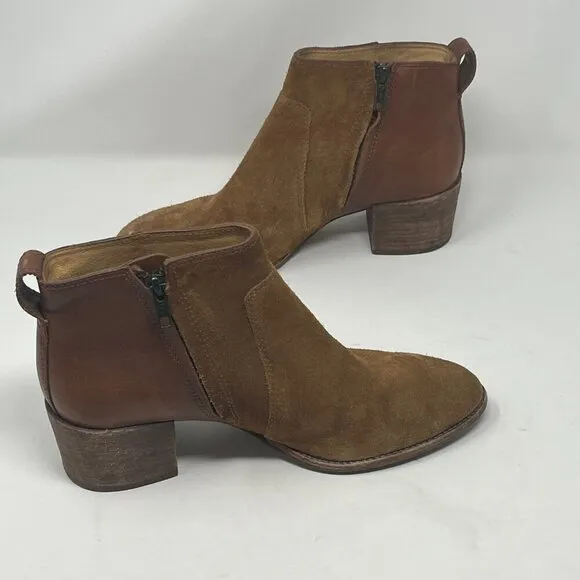 Madewell 'The Asher Boot in Suede and Leather' ankle brown tan caramel 9