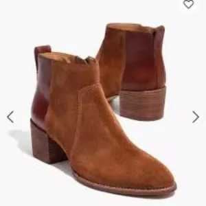 Madewell 'The Asher Boot in Suede and Leather' ankle brown tan caramel 9