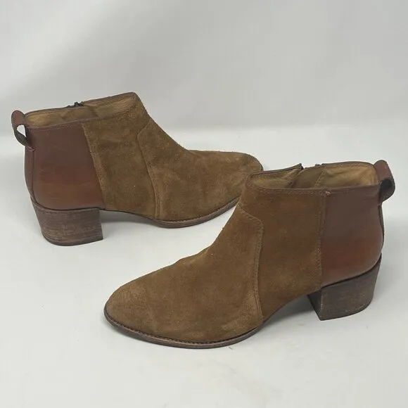 Madewell 'The Asher Boot in Suede and Leather' ankle brown tan caramel 9