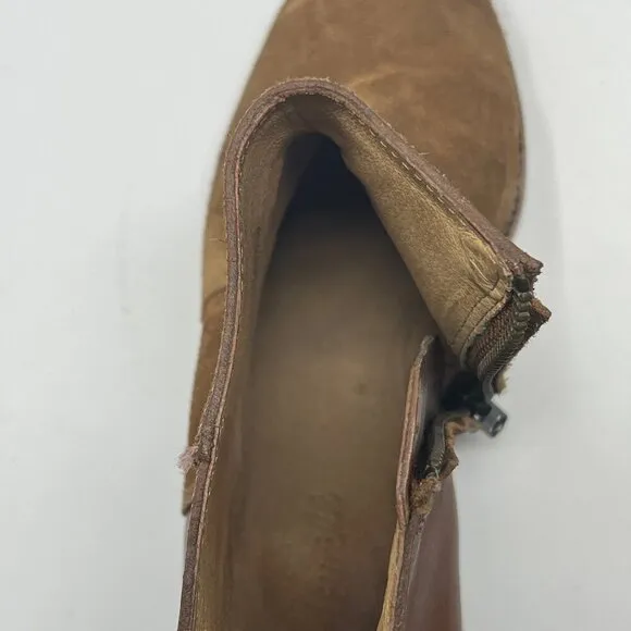 Madewell 'The Asher Boot in Suede and Leather' ankle brown tan caramel 9