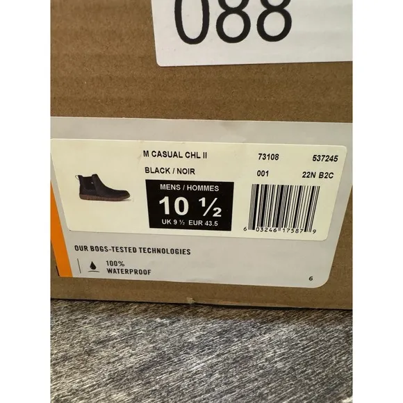 Man's Boots Bogs Classic Casual Chelsea II Black Size 10.5 Waterproof
