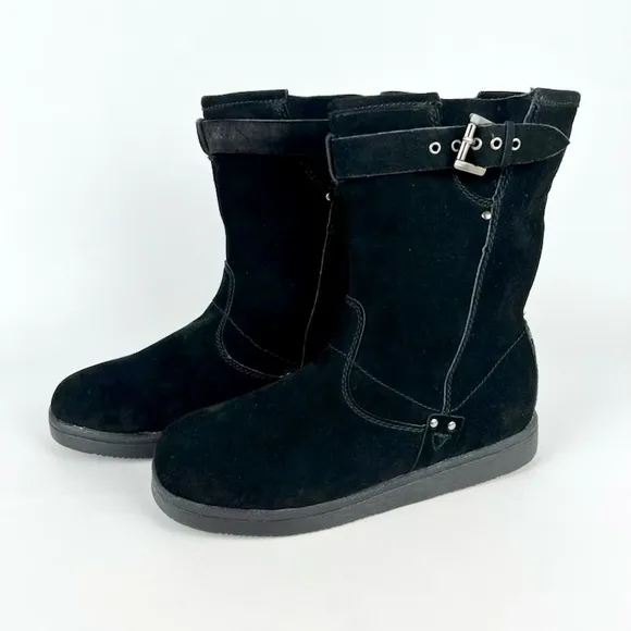 Marc Fisher Earra Black Suede Mid Calf Winter Boot 9