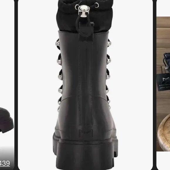 Marc Fisher Freely Waterproof Lace Up Boots, Black Size 9, NWT, NWOB