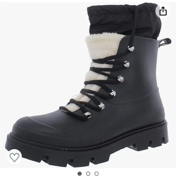 Marc Fisher Freely Waterproof Lace Up Boots, Black Size 9, NWT, NWOB