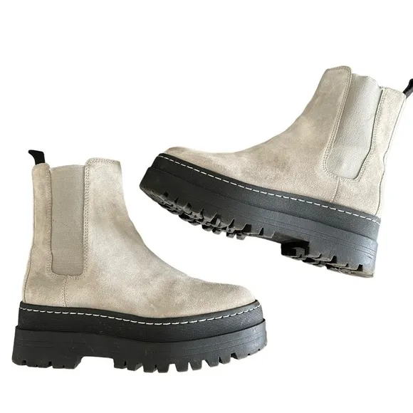Marc Fisher LTD Womens Privi Suede Casual Ankle Boots Light Gray - Size 6.5
