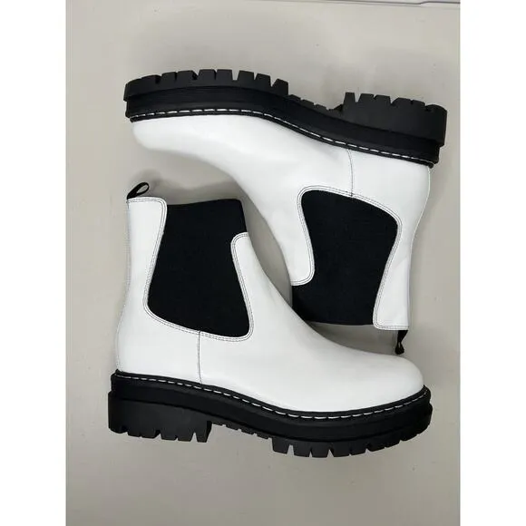 Marc Fisher White Chelsea Boots Patrick Ankle Booties Size 9.5