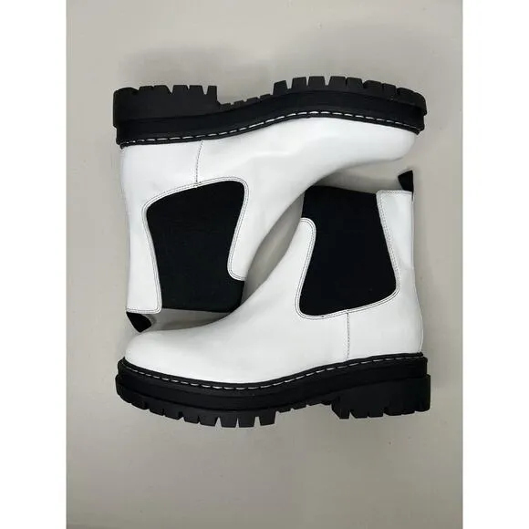 Marc Fisher White Chelsea Boots Patrick Ankle Booties Size 9.5
