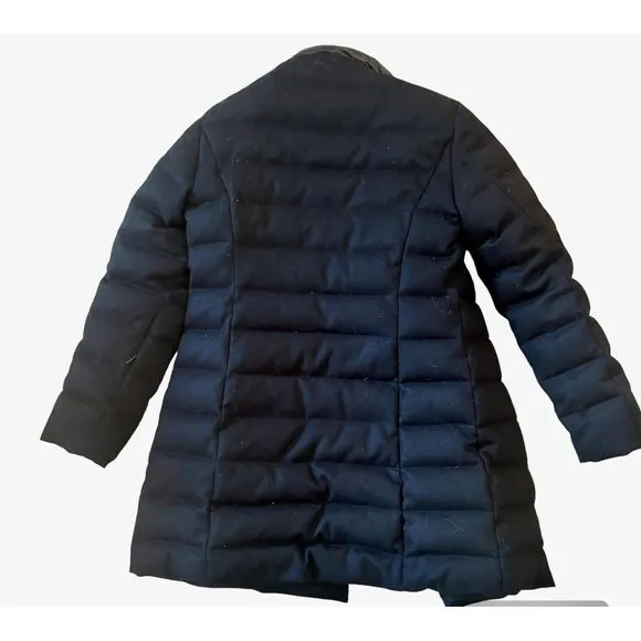 Marella Sport Wool Puffer Coat Black Padded Jacket Warm Winter Wear High Collar