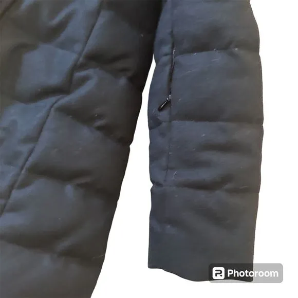 Marella Sport Wool Puffer Coat Black Padded Jacket Warm Winter Wear High Collar