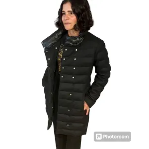 Marella Sport Wool Puffer Coat Black Padded Jacket Warm Winter Wear High Collar