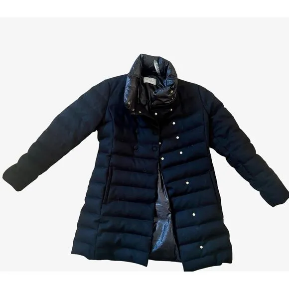 Marella Sport Wool Puffer Coat Black Padded Jacket Warm Winter Wear High Collar
