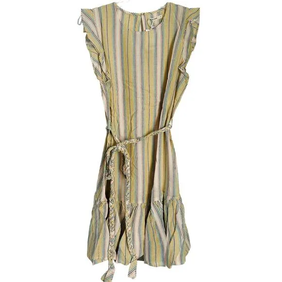 MARINE LAYER Laney Linen Blend Mini Dress in Beachy Stripe-Size L