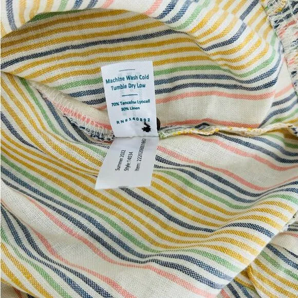 MARINE LAYER Laney Linen Blend Mini Dress in Beachy Stripe-Size L