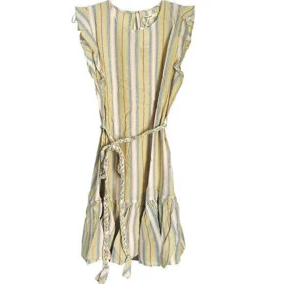 MARINE LAYER Laney Linen Blend Mini Dress in Beachy Stripe-Size L