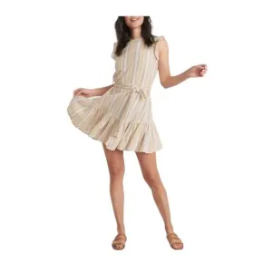 MARINE LAYER Laney Linen Blend Mini Dress in Beachy Stripe-Size L