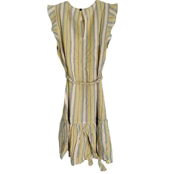 MARINE LAYER Laney Linen Blend Mini Dress in Beachy Stripe-Size L