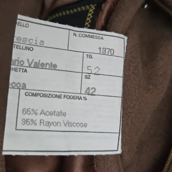 Mario Valente Men's Italian Made Wool &amp; Cashmere Coat Sz 42