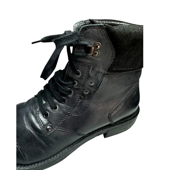 Mark Nason Mens 11 Black Leather Combat Chukka Boots Lace Up Biker Grunge Moto