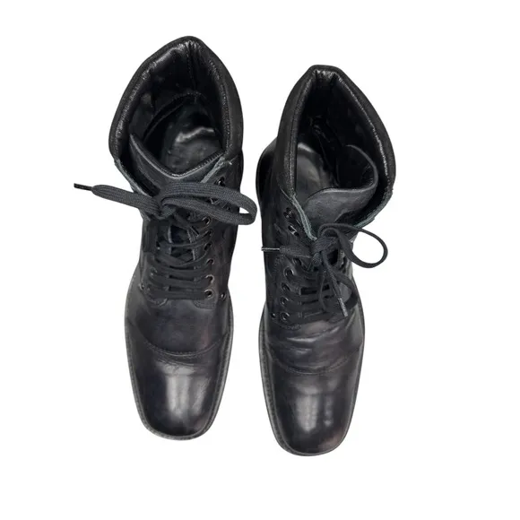 Mark Nason Mens 11 Black Leather Combat Chukka Boots Lace Up Biker Grunge Moto