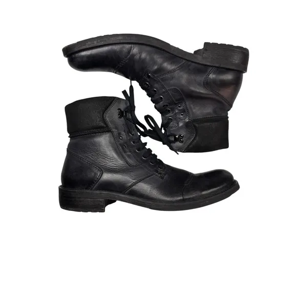 Mark Nason Mens 11 Black Leather Combat Chukka Boots Lace Up Biker Grunge Moto