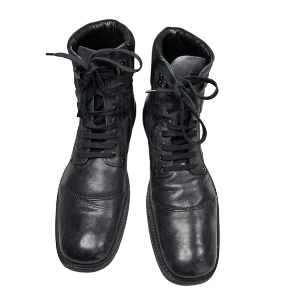 Mark Nason Mens 11 Black Leather Combat Chukka Boots Lace Up Biker Grunge Moto
