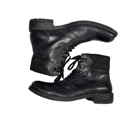 Mark Nason Mens 11 Black Leather Combat Chukka Boots Lace Up Biker Grunge Moto