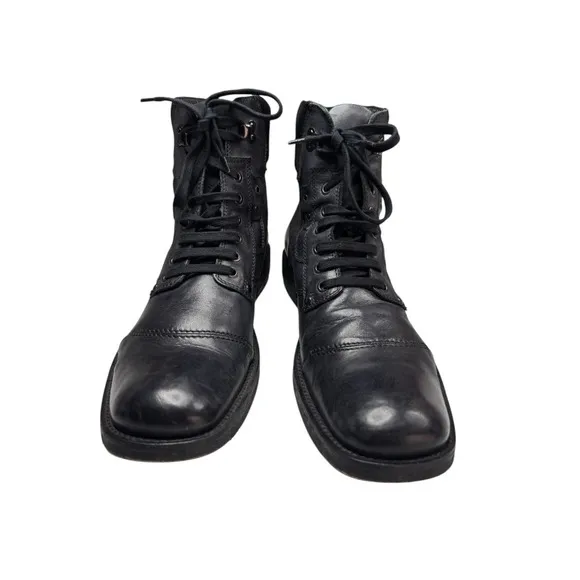 Mark Nason Mens 11 Black Leather Combat Chukka Boots Lace Up Biker Grunge Moto