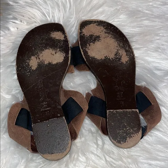 Marni Leather, Sequin Slingback Black and Brown Sandals