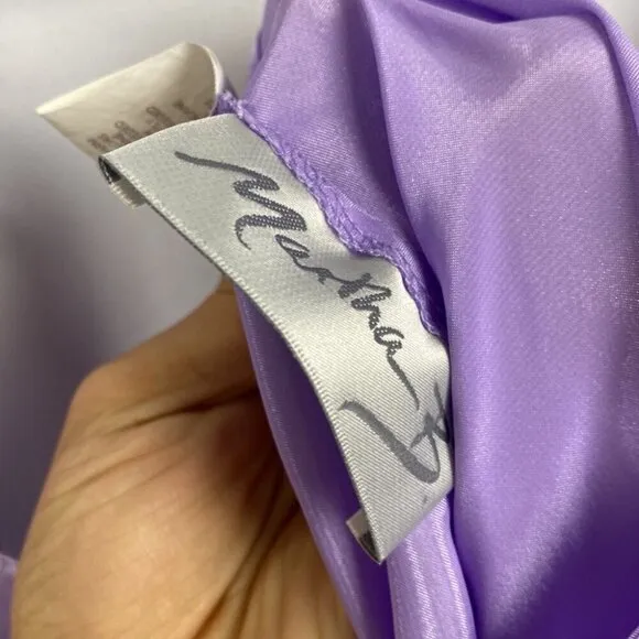 Martha B Lilac Satin Butterfly Midi Slip Dress - Size Large