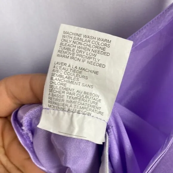 Martha B Lilac Satin Butterfly Midi Slip Dress - Size Large