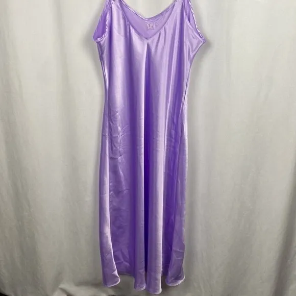 Martha B Lilac Satin Butterfly Midi Slip Dress - Size Large