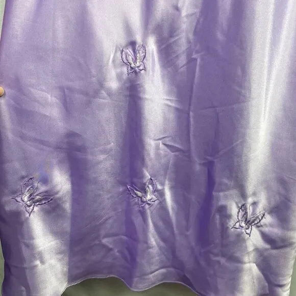 Martha B Lilac Satin Butterfly Midi Slip Dress - Size Large
