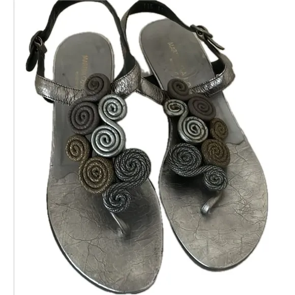MARTINI OSVALDO Designer Silver Sandals size 6.5