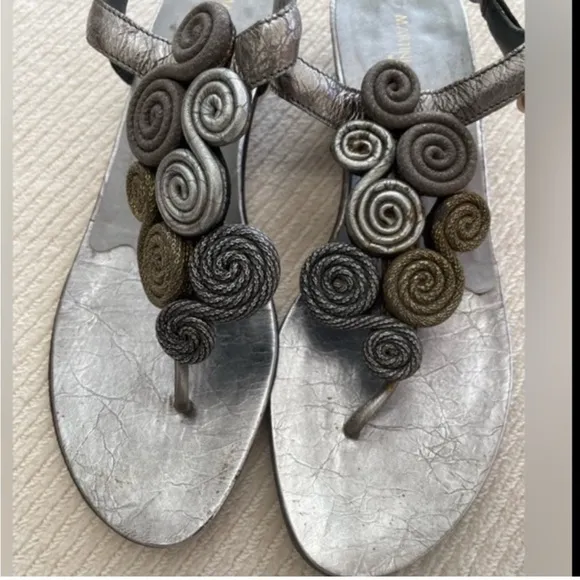 MARTINI OSVALDO Designer Silver Sandals size 6.5