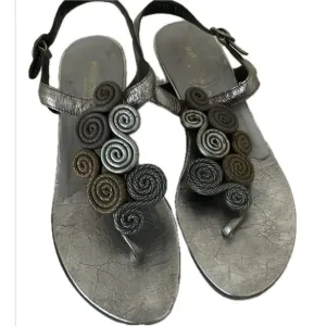 MARTINI OSVALDO Designer Silver Sandals size 6.5