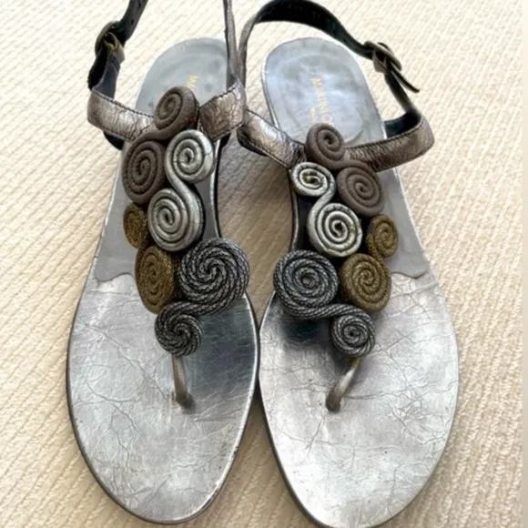 MARTINI OSVALDO Designer Silver Sandals size 6.5