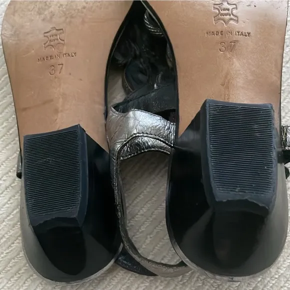 MARTINI OSVALDO Designer Silver Sandals size 6.5