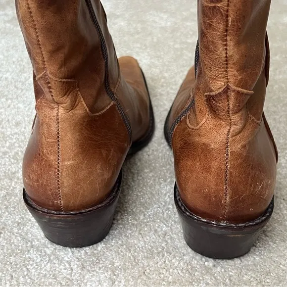 Matisse Leather Zip Up Western Snip Toe Boots-Womens 8-Brown-Boho-Festival-Fairy