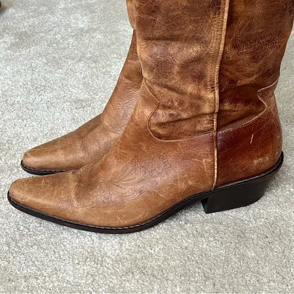 Matisse Leather Zip Up Western Snip Toe Boots-Womens 8-Brown-Boho-Festival-Fairy