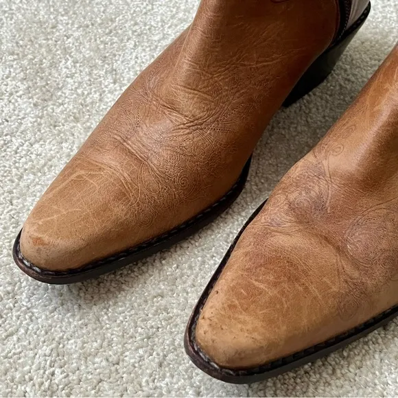 Matisse Leather Zip Up Western Snip Toe Boots-Womens 8-Brown-Boho-Festival-Fairy