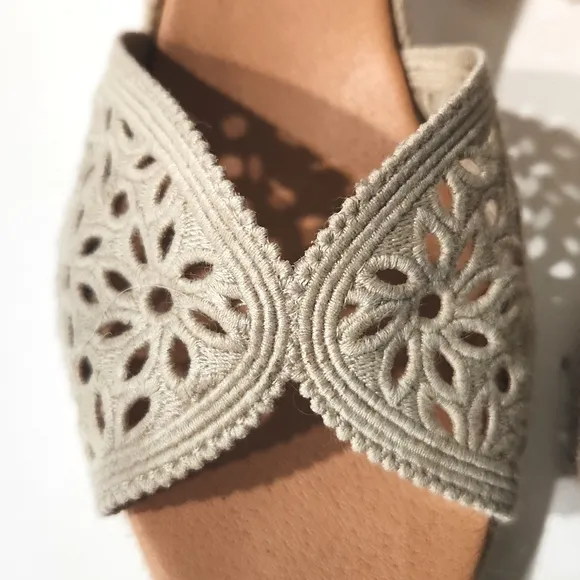 Maypol Crochet Espadrille Wedge Beige Gladiator Style Sandals Size EU 41