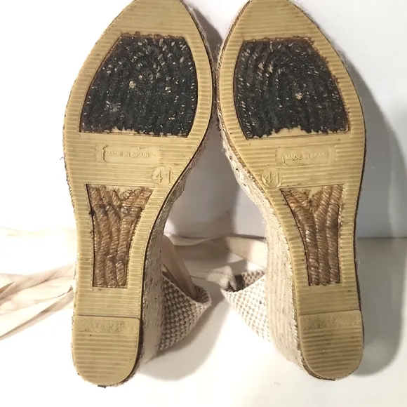 Maypol Crochet Espadrille Wedge Beige Gladiator Style Sandals Size EU 41
