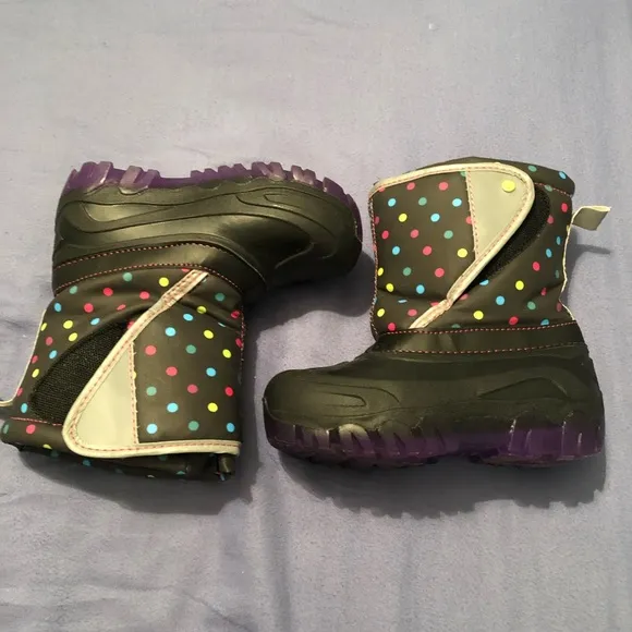 Members Mark Toddler Girls Size 11/12 Light-Up Winter Boots Muti Color Polk Dots