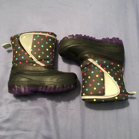 Members Mark Toddler Girls Size 11/12 Light-Up Winter Boots Muti Color Polk Dots