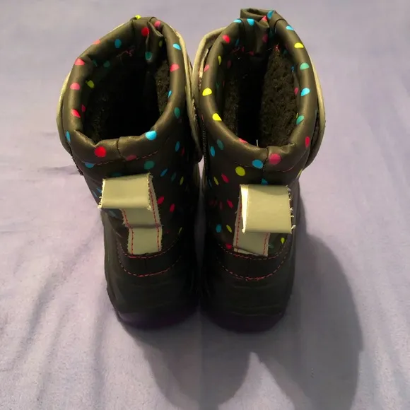 Members Mark Toddler Girls Size 11/12 Light-Up Winter Boots Muti Color Polk Dots