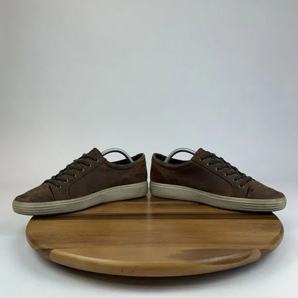 Mens‎ Ecco Soft 7 Brown Leather Lace Up Casual Comfort Sneakers Shoes Size EU 43