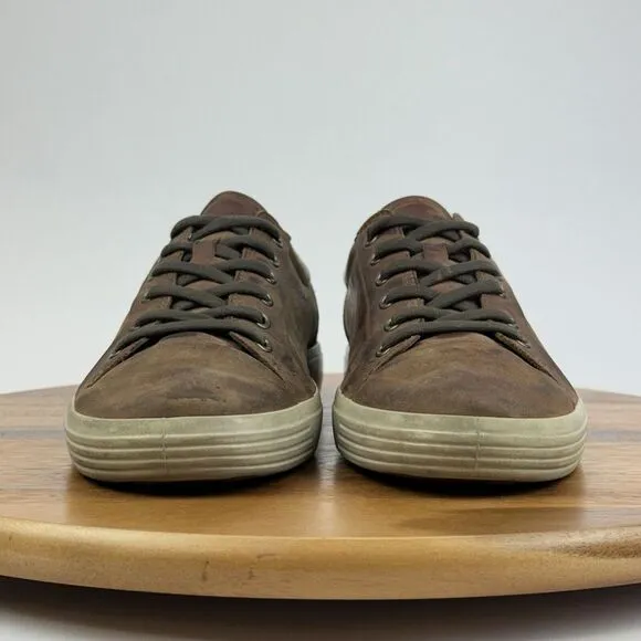 Mens‎ Ecco Soft 7 Brown Leather Lace Up Casual Comfort Sneakers Shoes Size EU 43