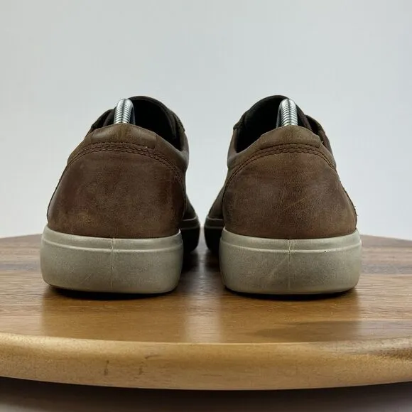 Mens‎ Ecco Soft 7 Brown Leather Lace Up Casual Comfort Sneakers Shoes Size EU 43