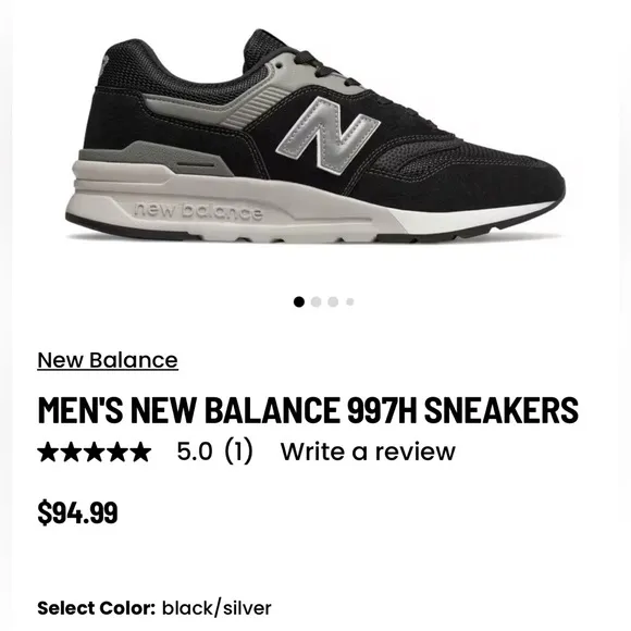 Men's New Balance 997H Sneakers - Black and Silver