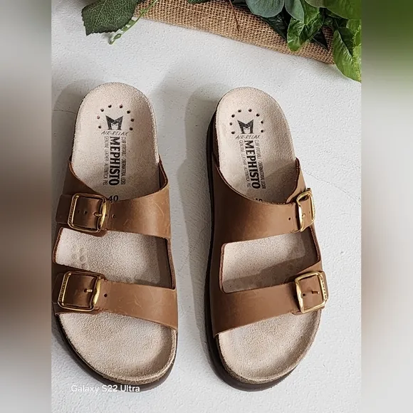 Mephisto Brown Leather Sandals